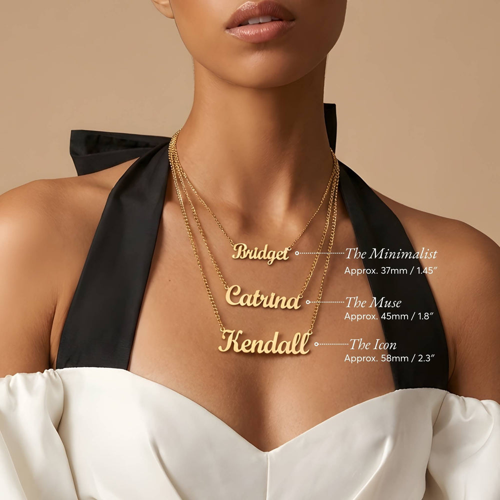 Personalized name necklace in 24k gold plated finish