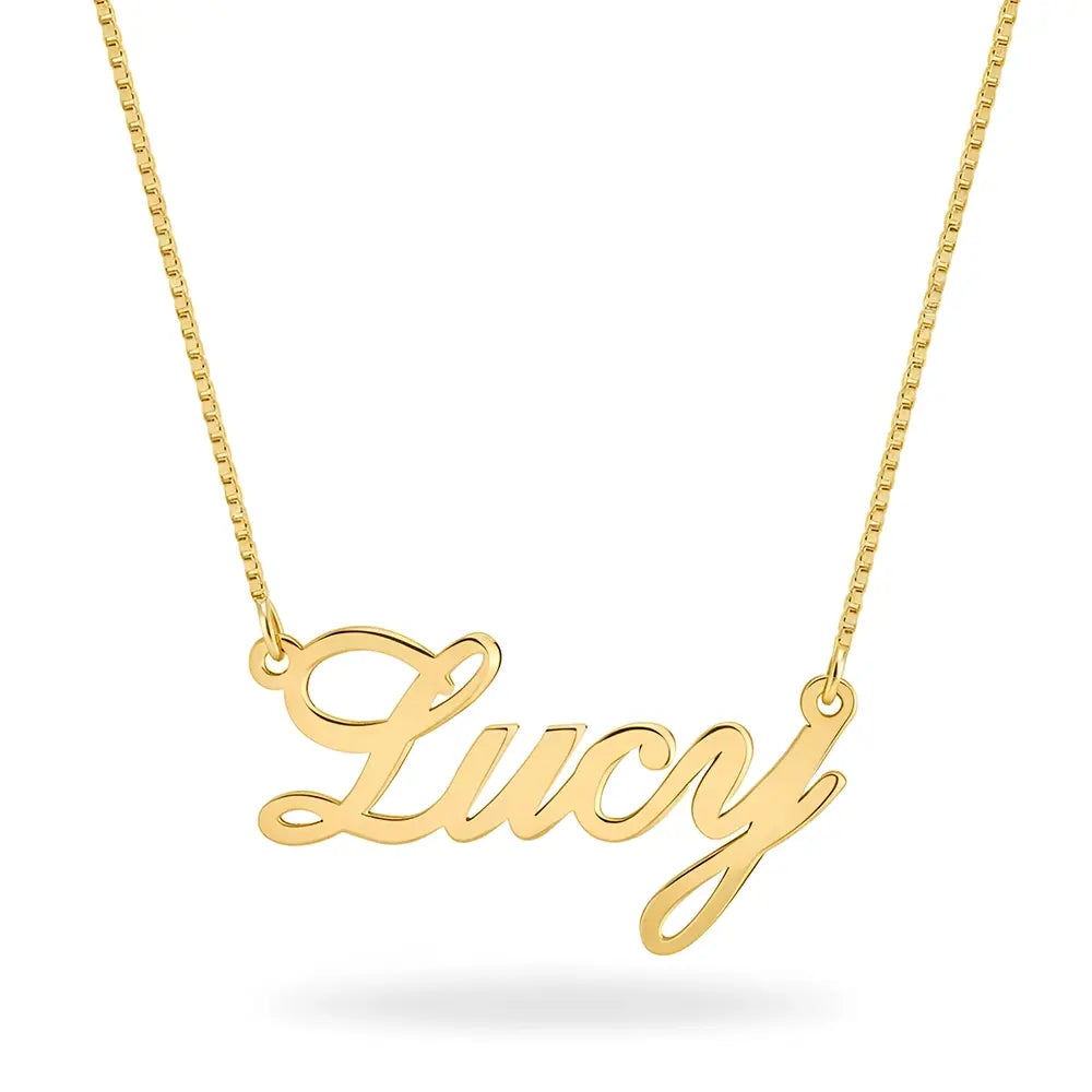Personalized name necklace in 24k gold plated finish