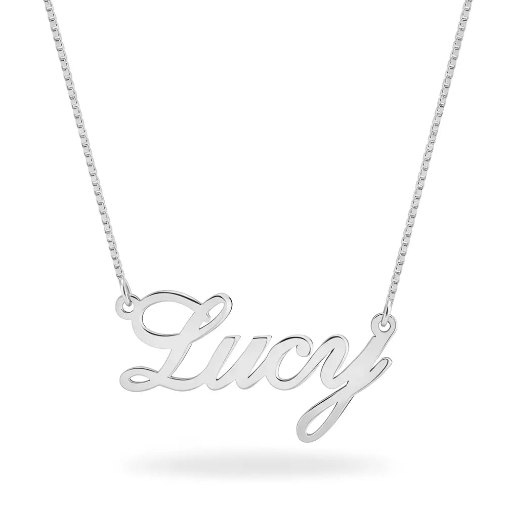 Personalized cursive name necklace in sterling silver
