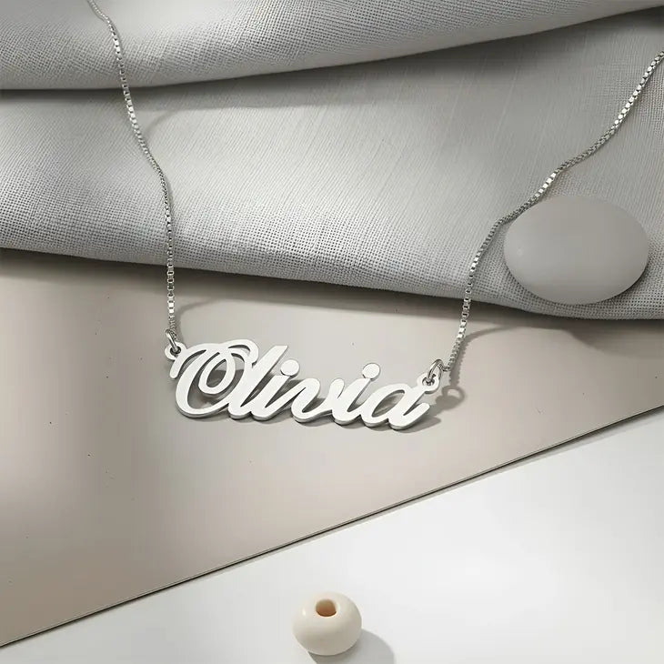 Personalized cursive name necklace in sterling silver