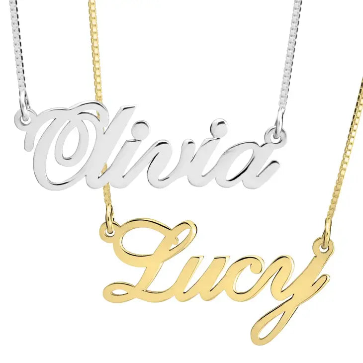 Dainty personalized cursive name necklace