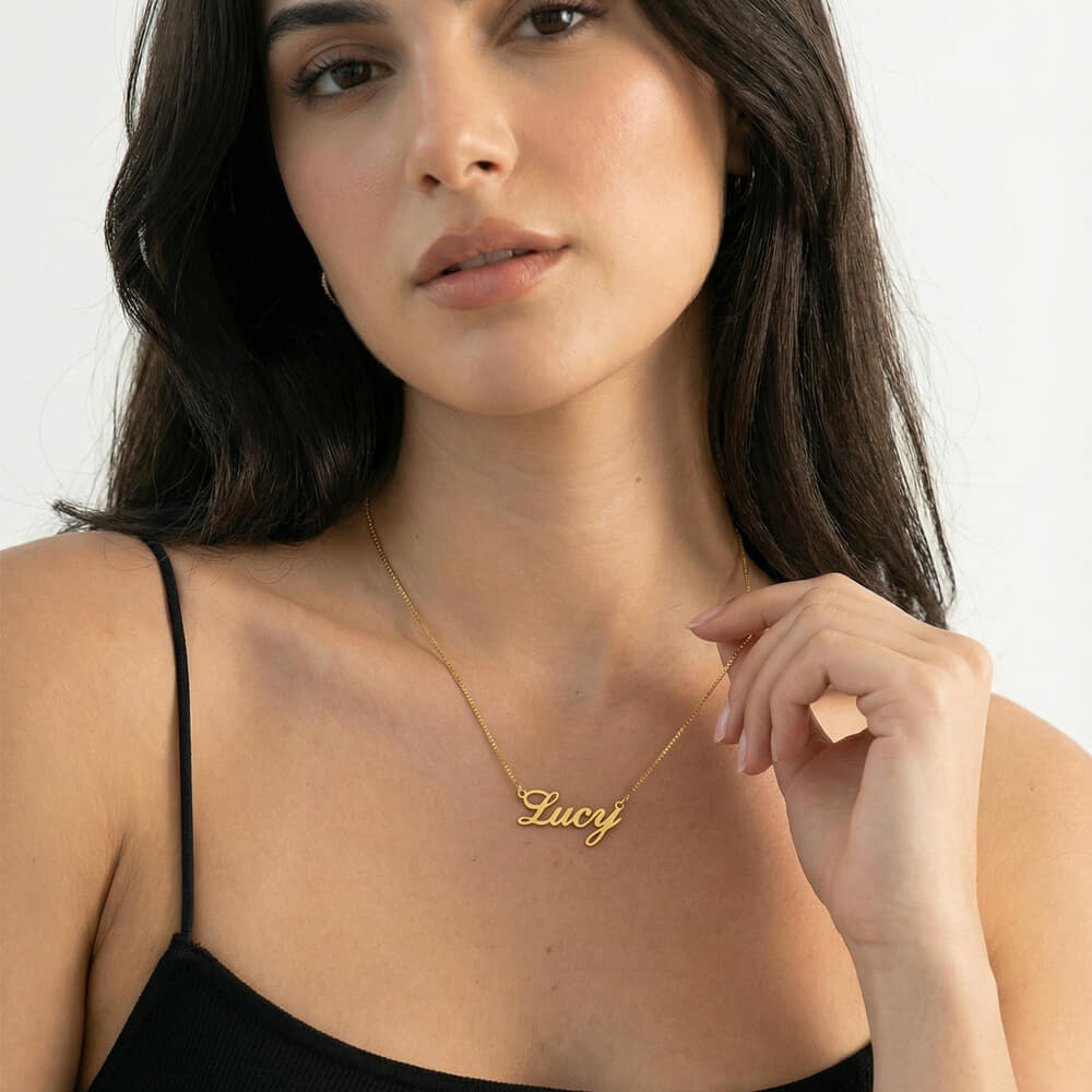 Dainty personalized cursive name necklace